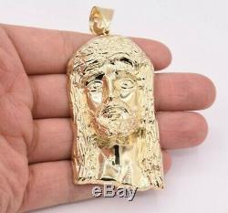 3 3/4 Huge Men's Diamond Cut Jesus Head Charm Pendant Real 10K Yellow Gold