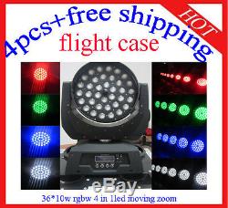 3610W Led Moving Head Zoom RGBW Stage Light Flight Case 4pcs Free Shipping