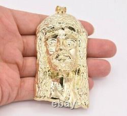4 1/4 Huge Men's Diamond Cut Jesus Head Charm Pendant Real 10K Yellow Gold