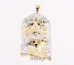 4 3/4 Huge Men's Diamond Cut Jesus Head Pendant Real 10K Yellow White Gold