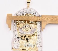 4 3/4 Huge Men's Diamond Cut Jesus Head Pendant Real 10K Yellow White Gold