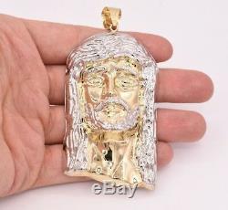 4 Huge Men's Diamond Cut Jesus Head Charm Pendant Real 10K Yellow White Gold