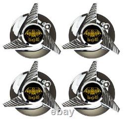 4pc Chrome Wheel Center Caps For Knockoff Carving Head 40 Spinner Wheels Set