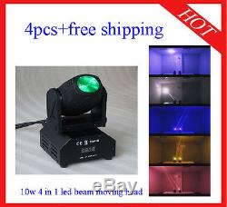 4pcs 10W 4 in 1 Led Beam Moving Head Light Moving Head Wash Light Free Shipping