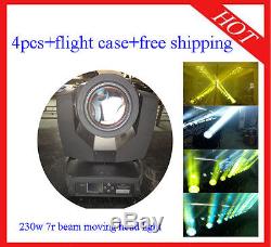 4pcs 230W 7R Sharpy Beam Moving Head Light DMX DJ LightFlight Case Free Shipping