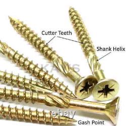 5.0mm 10g PREMIUM WOOD SCREWS, CUTTER THREAD, POZI CSK, SPECTRE TIMBERFIX 360 GOLD