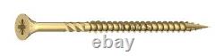 5.0mm 10g PREMIUM WOOD SCREWS, CUTTER THREAD, POZI CSK, SPECTRE TIMBERFIX 360 GOLD