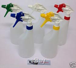 5 x Trigger Spray Bottles 650ml, Valeting, Hydroponics, chemical resistant heads