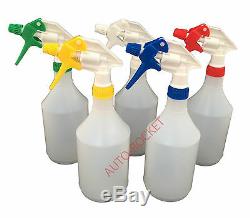 5 x Trigger Spray Bottles 750ml, Valeting, Hydroponics, chemical resistant heads