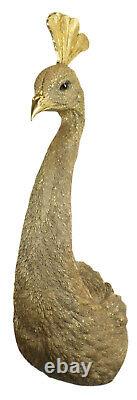 68cm Female Peacock/peahen Head Wall Hanging Gold Peafowl Bird Animal Polystone