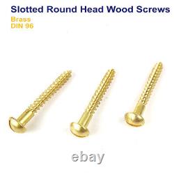 6mm (6mmØ) SLOTTED ROUND DOME HEAD WOOD SCREWS BRASS DIN 96