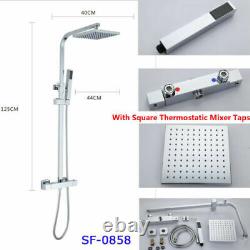 8 200mm Large Square Chrome Plated Bathroom Rain Water Overhead Shower Head Set