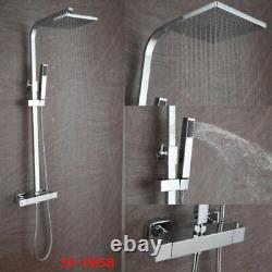8 200mm Large Square Chrome Plated Bathroom Rain Water Overhead Shower Head Set