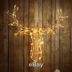 88cm LIGHT UP REINDEER STAG HEAD WALL MOUNT 80 LED XMAS DECORATION INDOOR LIGHT