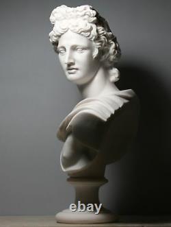 APOLLO Greek Roman God Bust Head Statue Cast Marble Sculpture Handmade 20.8 in