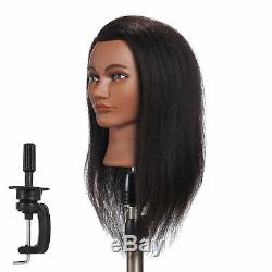 Afro American Cosmetology Mannequin Head Hairdresser Training 100% Human Hair