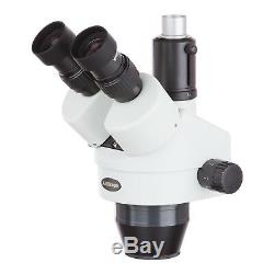AmScope 7X-45X Trinocular Zoom Stereo Microscope Head w Simul-Focal Widefield