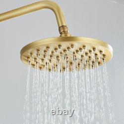 Antique Brass Exposed Bathroom Shower Mixer Twin Head Bar Set Round Valve System