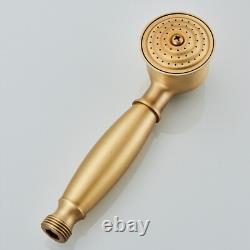 Antique Brass Exposed Bathroom Shower Mixer Twin Head Bar Set Round Valve System
