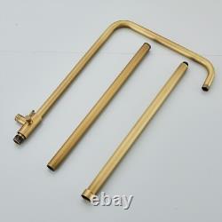 Antique Brass Exposed Bathroom Shower Mixer Twin Head Bar Set Round Valve System