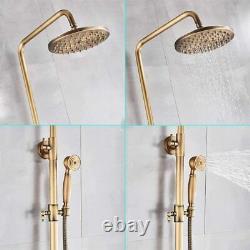 Antique Brass Shower Set Bathroom Mixer Tap 8Round Head Top Spray WithShower Hand