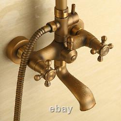 Antique Brass Shower Set Bathroom Mixer Tap 8Round Head Top Spray WithShower Hand