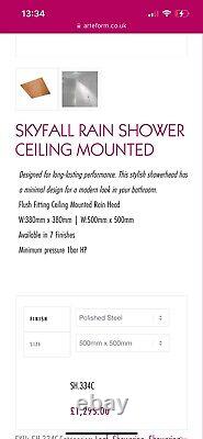 Arte form square skyfall ceiling shower head 500mm x 500mm polished stainless