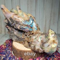 Aura Druzy Zebra Jasper Crystal Dragon Head 15.5cm 900g Rare Gift Skull Must See