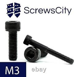 BLACK CAP HEAD BOLTS ALLEN SOCKET SCREWS HIGH TENSILE 12.9 STEEL M3 (3mm Ø)