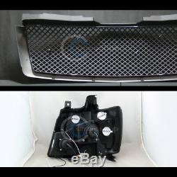 BLK HALO LED PROJECTOR HEAD LIGHTS WithGRILL GRILLE 2007+ AVALANCHE/SUBURBAN/TAHOE