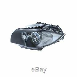 BMW 1 Series E81 E87 2004-2012 Black Angel Eye Head Light Lamp Pair Left & Right