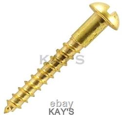 BRASS ROUND HEAD WOOD SCREWS SLOTTED DOMED WOOD SCREWS 2g 3g 4g 6g 8g 10g 12g