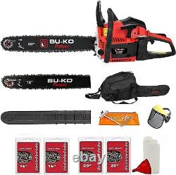 BU-KO Chainsaw 65cc 20 Bar with 2 Chains and 16 Bar Petrol 3.89HP