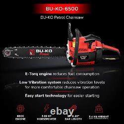 BU-KO Chainsaw 65cc 20 Bar with 2 Chains and 16 Bar Petrol 3.89HP