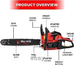 BU-KO Chainsaw 65cc 20 Bar with 2 Chains and 16 Bar Petrol 3.89HP