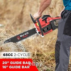 BU-KO Chainsaw 65cc 20 Bar with 2 Chains and 16 Bar Petrol 3.89HP