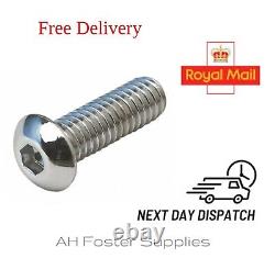 BUTTON Head Screws Bolts A4 316 MARINE Stainless Steel M4 M5 M6 M8 M10 DIN 7380