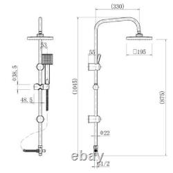 Bath Shower Mixer Tap with Dual Outlet Rainfall Shower Heads Silver Chrome
