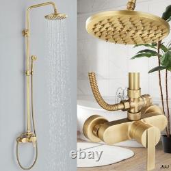Bathroom Exposed Shower Mixer Twin Head Bar Set Antique Brass Shower System Tap