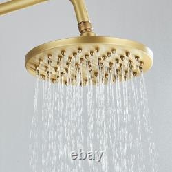 Bathroom Exposed Shower Mixer Twin Head Bar Set Antique Brass Shower System Tap