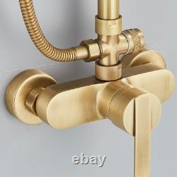 Bathroom Exposed Shower Mixer Twin Head Bar Set Antique Brass Shower System Tap
