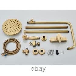 Bathroom Exposed Shower Mixer Twin Head Bar Set Antique Brass Shower System Tap