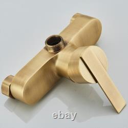 Bathroom Exposed Shower Mixer Twin Head Bar Set Antique Brass Shower System Tap
