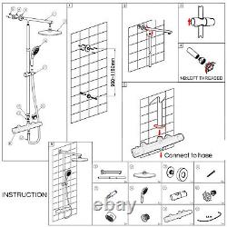 Bathroom Mixer Shower Thermostatic Dual Head Square Rainfall Handset Matte Black