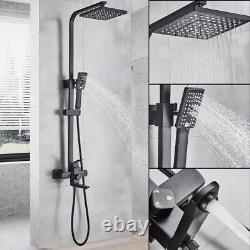 Bathroom Shower Mixer System 8'' Square Black Twin Over Head Exposed Valve Bar