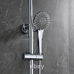 Bathroom Shower Mixer Thermostatic Set Twin Head Chrome Exposed Valve Round Set