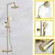 Bathroom Thermostatic Bar Mixer Shower Shower Kit Fixed Head Brushed Brass Round