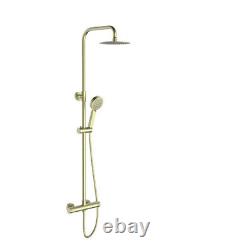 Bathroom Thermostatic Bar Mixer Shower Shower Kit Fixed Head Brushed Brass Round