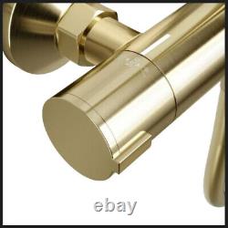 Bathroom Thermostatic Bar Mixer Shower Shower Kit Fixed Head Brushed Brass Round