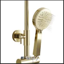 Bathroom Thermostatic Bar Mixer Shower Shower Kit Fixed Head Brushed Brass Round